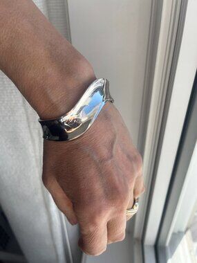 Vintage 90s .925 Sterling Silver Wave Cuff - 21g Modernist Sculptural